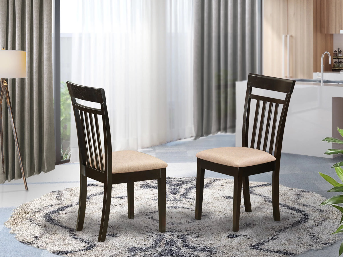 Fabric Dining Chairs in Cappuccino Set of 2 Y2001