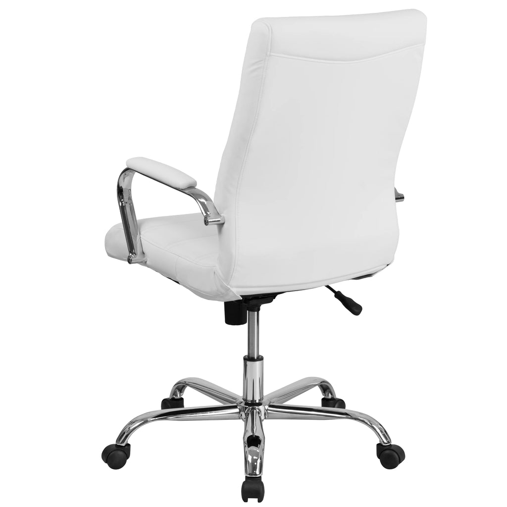 White High Back Executive Swivel Office Chair with Chrome Arms M760