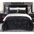 7-Piece Sherpa Comforter Bedding Set Black Queen F75995