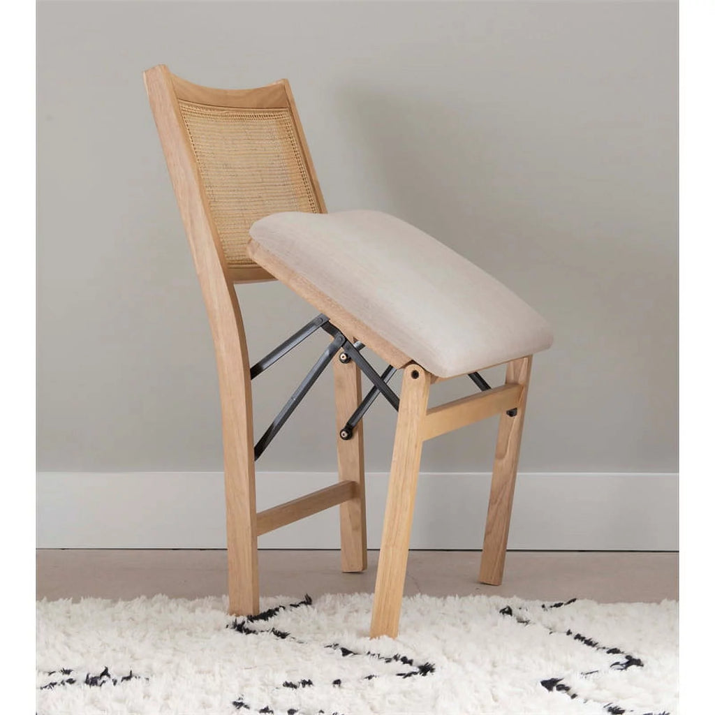 Natural Wood Folding Side Chair with Woven Cane Back U720