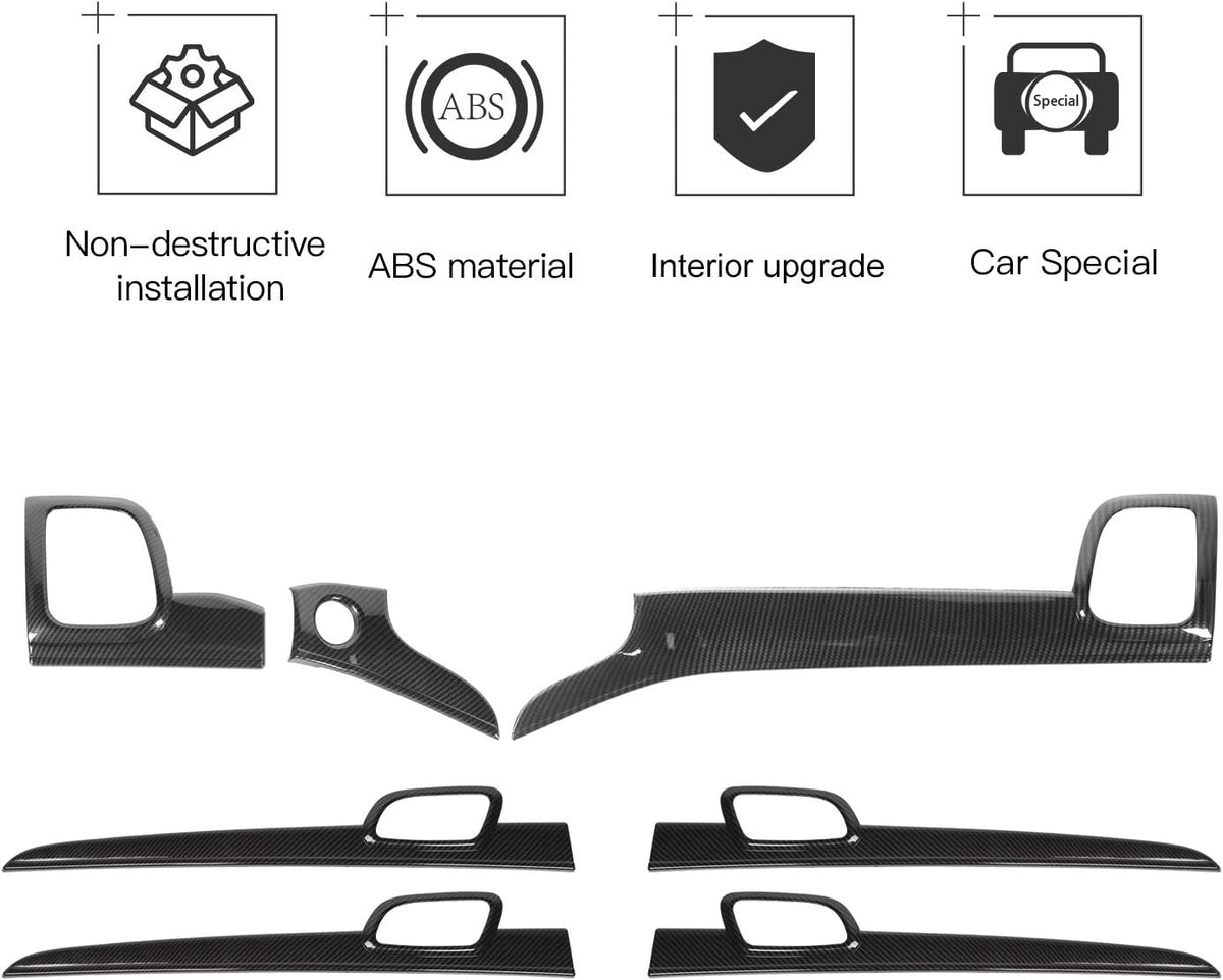 Dashboard Panel Trim & Door Handle Cover Kits Carbon Fiber Texture N705