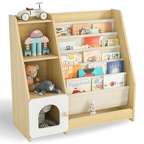 Natural Wooden 5 Sling Kids Bookshelf C30791