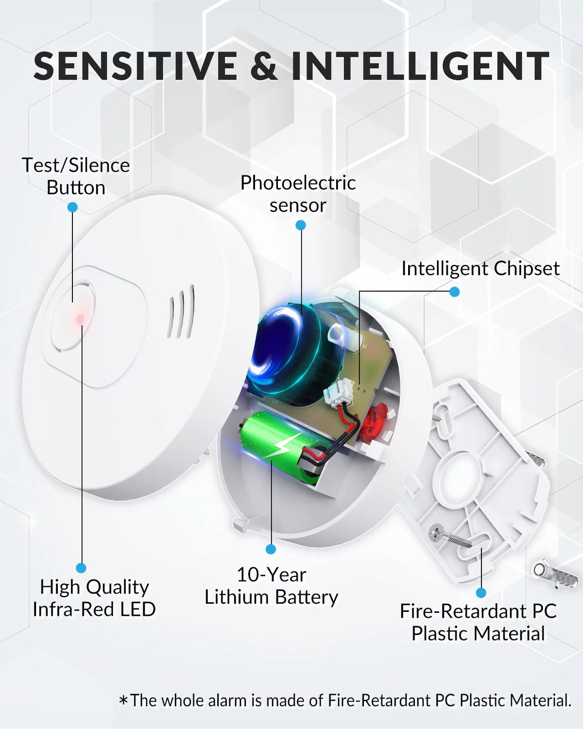 6 Pack Smoke Detector with Photoelectric Sensor S374300