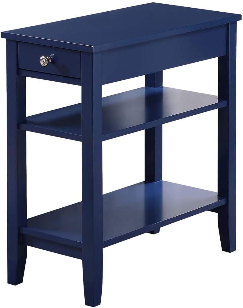 Black 1 Drawer End Table with Shelves A15828