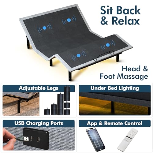 Queen Adjustable Bed Frame with Mattress Included Cooling Gel Memory Foam Mattress Z1222