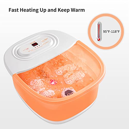 Foot Spa Bath Massager with Heat Bubbles Vibration and Red Light J14507
