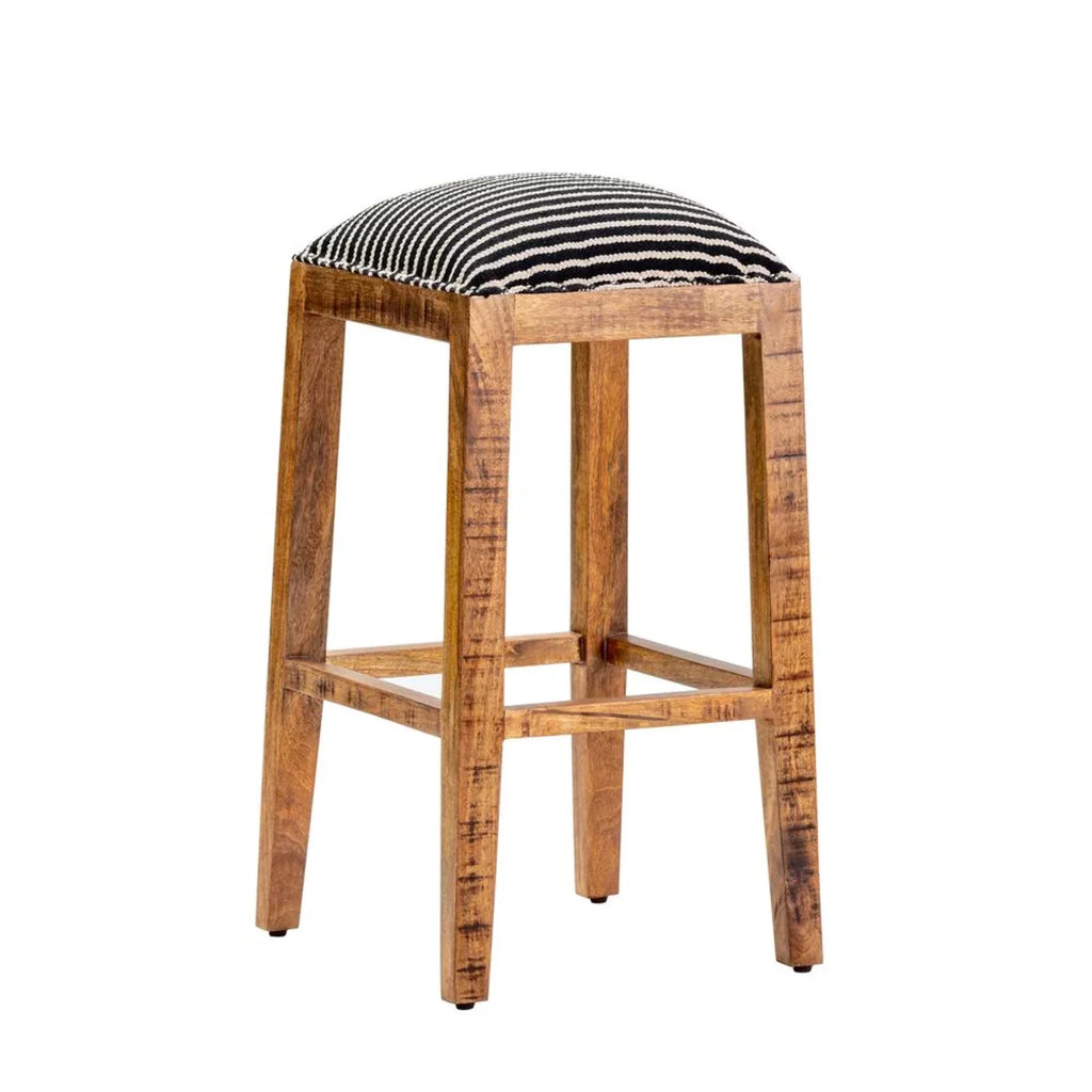 Black and White Wood Striped Barstool H384
