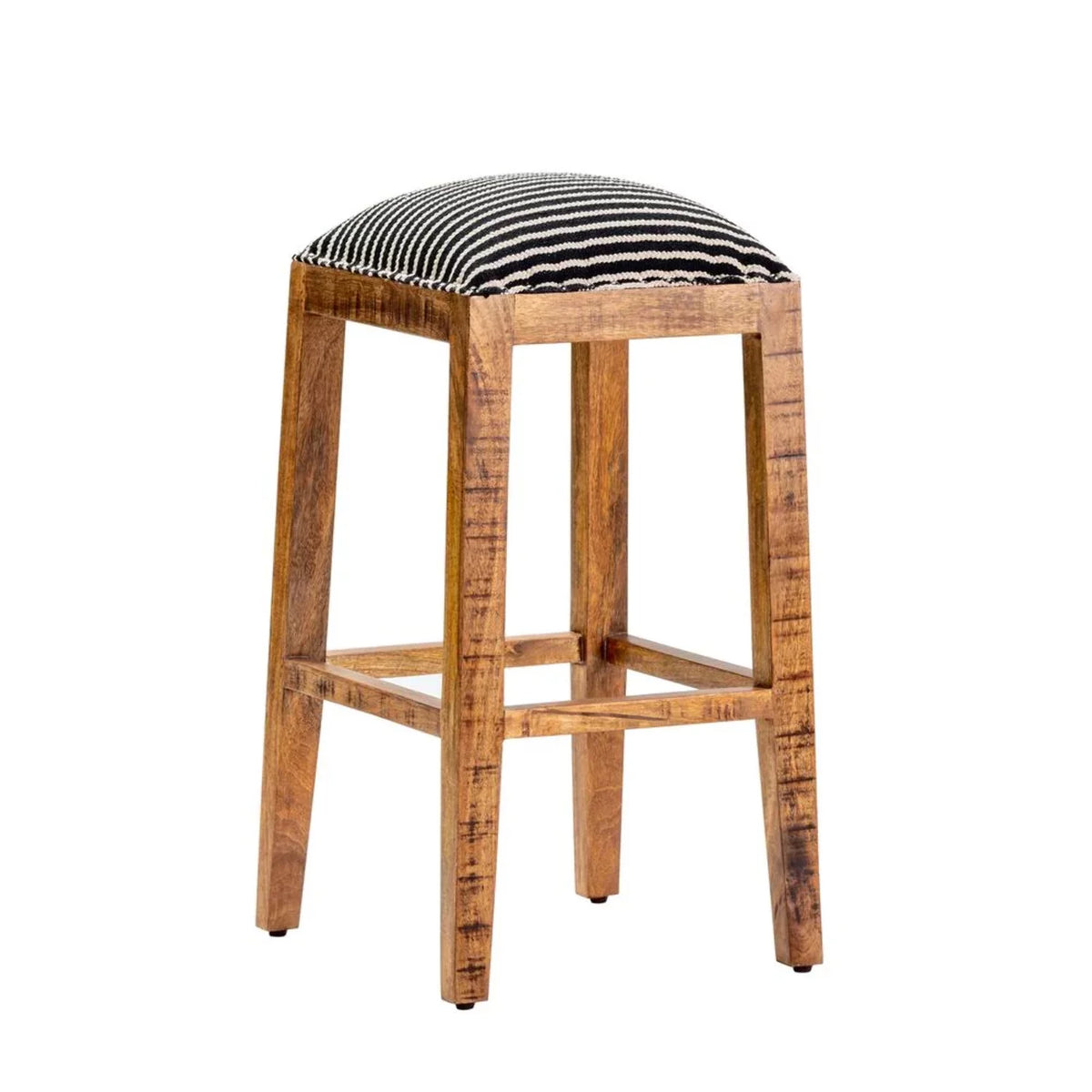 Black and White Wood Striped Barstool H384