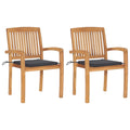 Patio Chairs 2 pcs with Anthracite Cushions Solid Teak Wood U195526