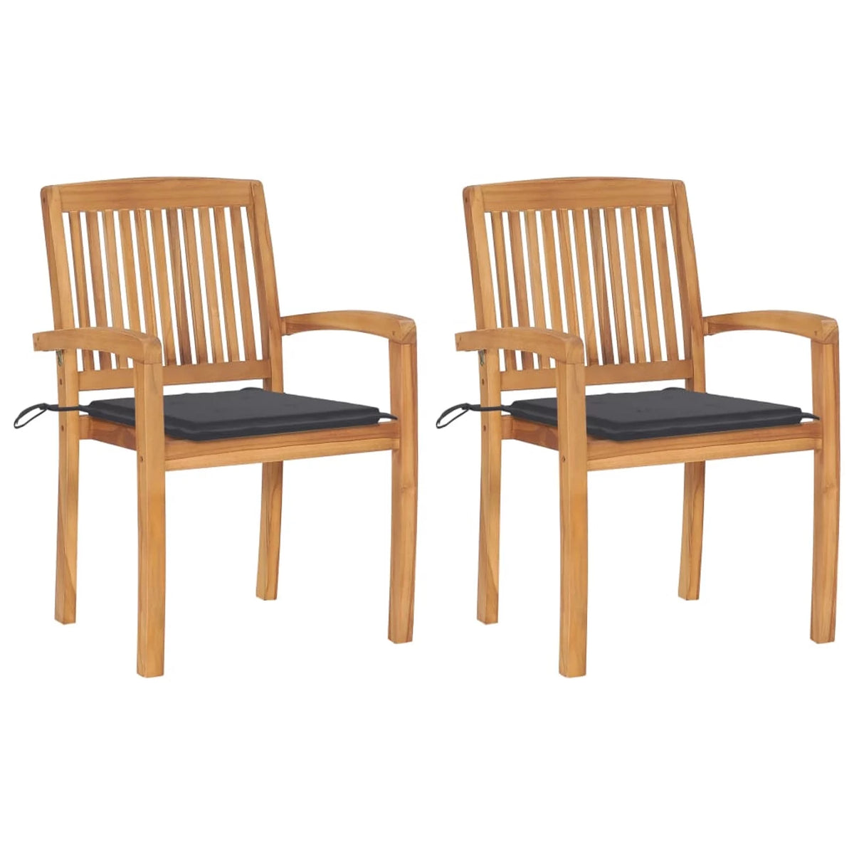 Patio Chairs 2 pcs with Anthracite Cushions Solid Teak Wood U195526