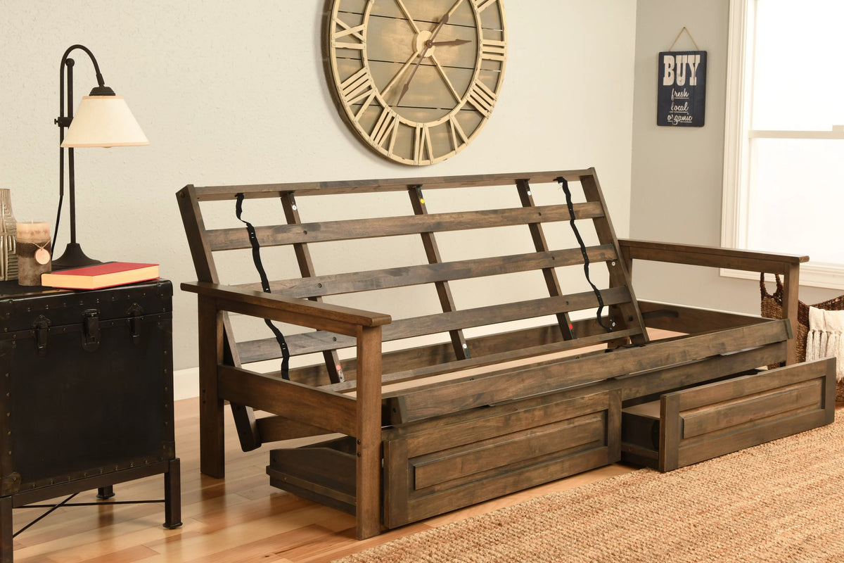 Rustic Walnut Futon with Storage N5438