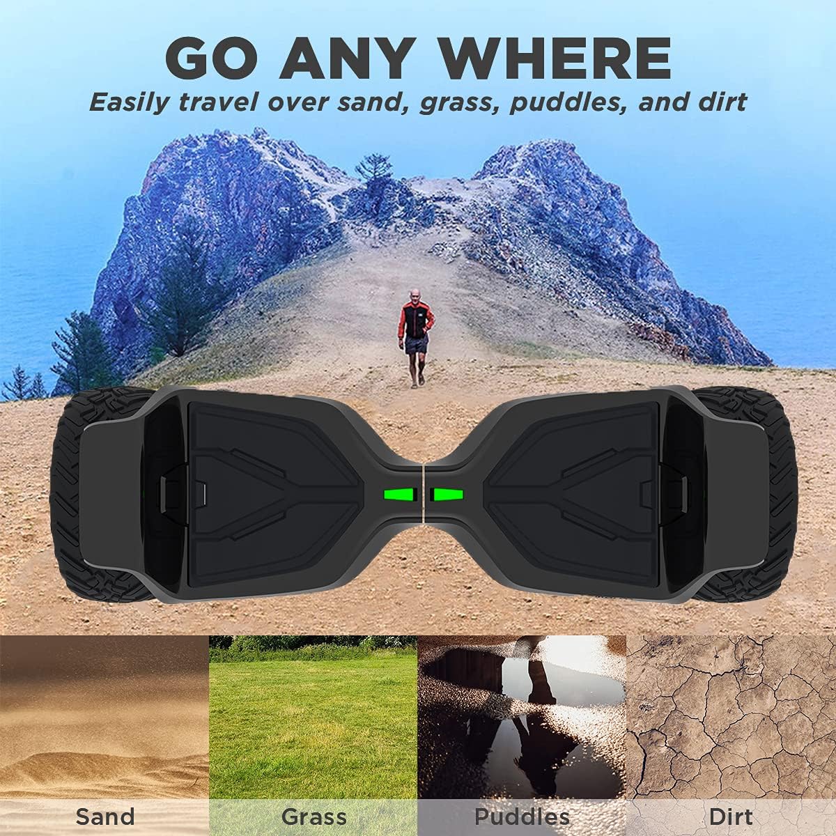 All Terrain 8.5In Self Balancing Hoverboard with Bluetooth Speakers and LED Lights H808791