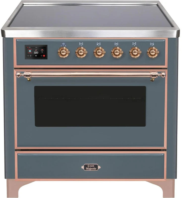 36 Induction Range with Electric Oven in Blue Grey with Copper Trim A9524