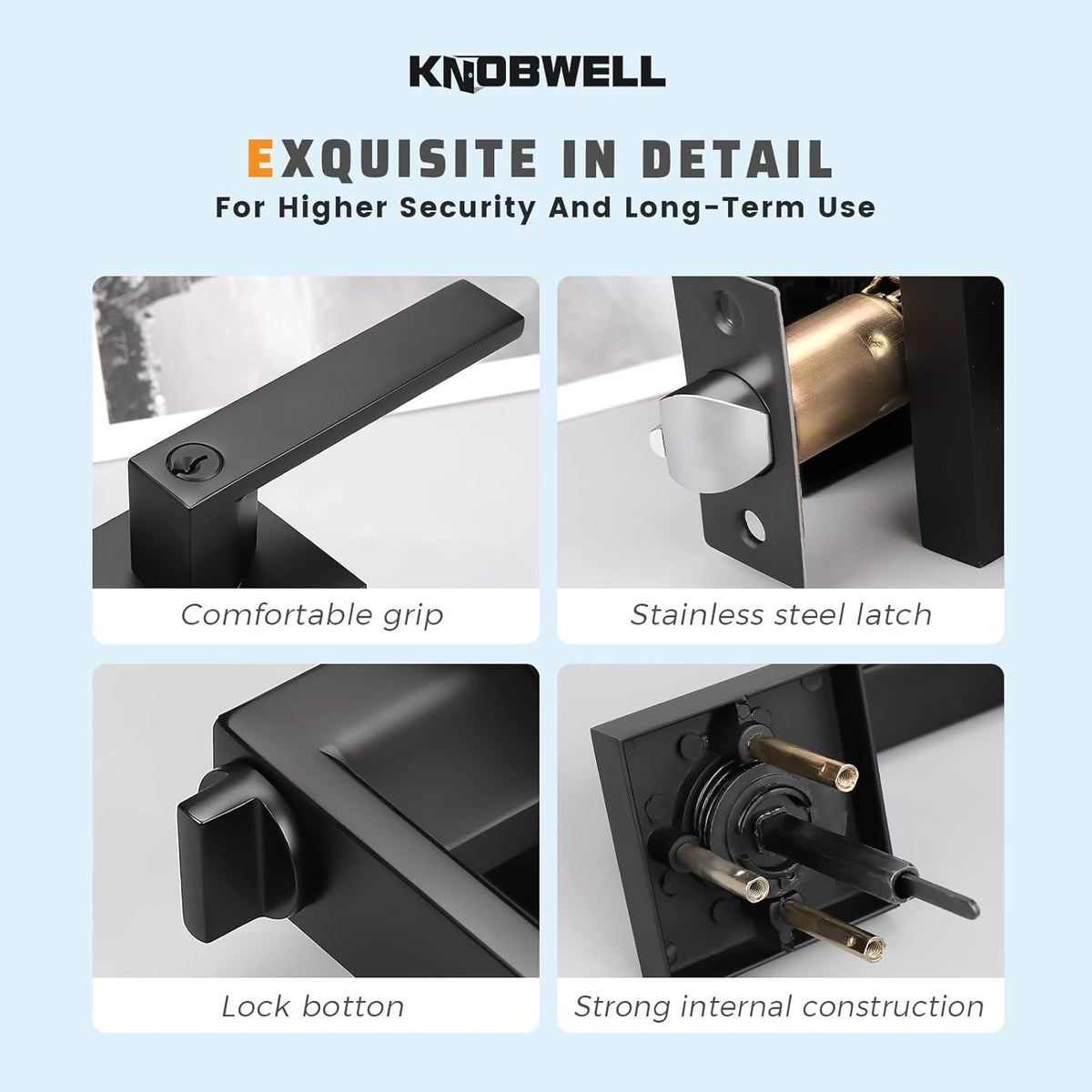 2 Pack Matte Black Heavy Duty Entrance Lever Door Handle E6423