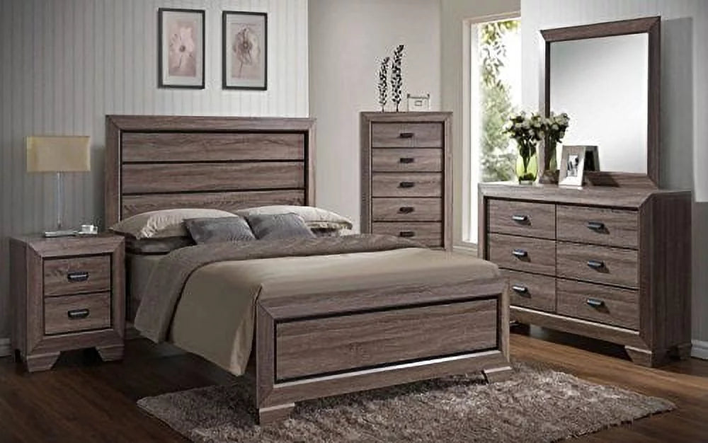 Black Brown King Size 6-Piece Bedroom Furniture Set G9851