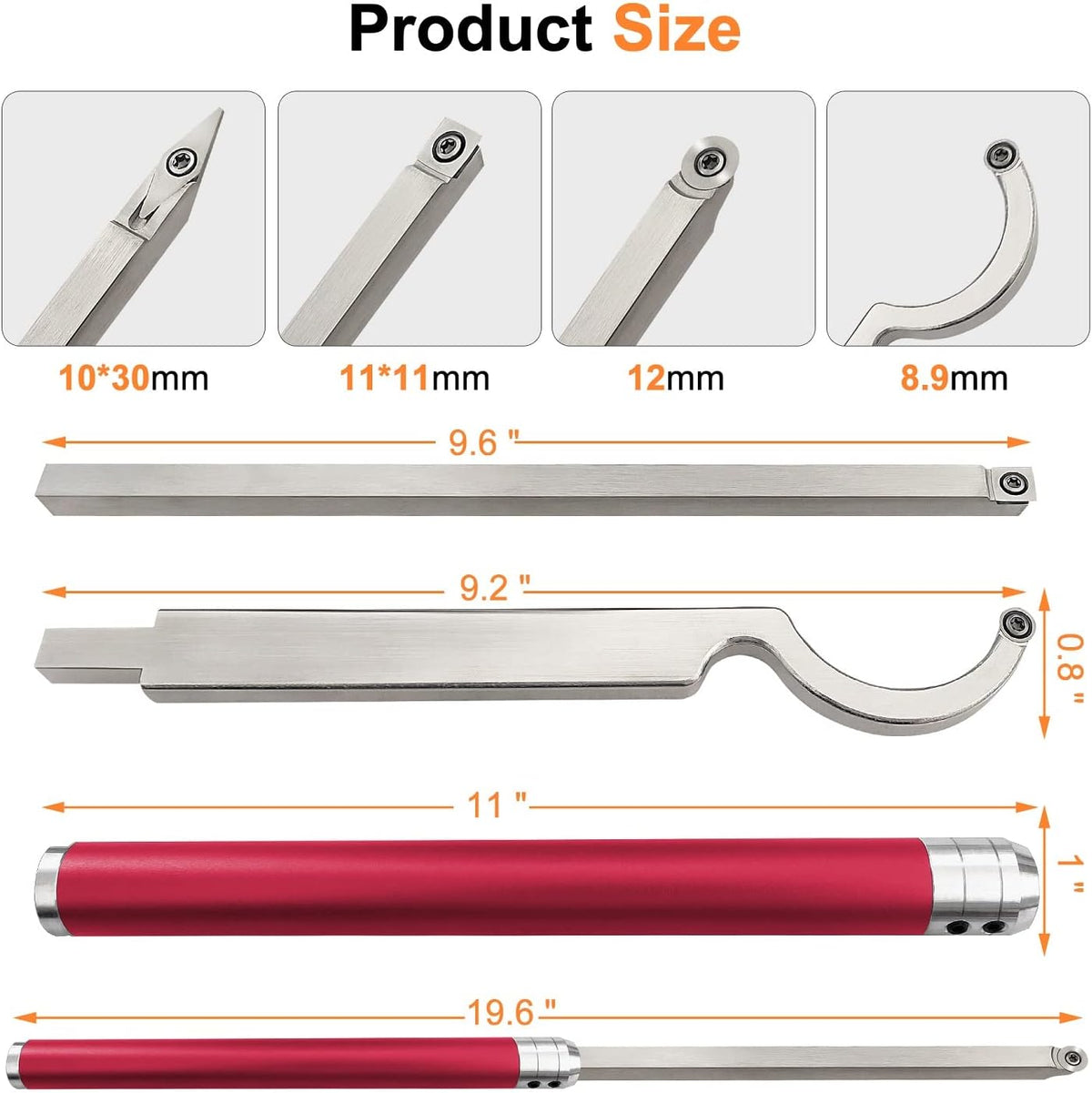 Carbide Lathe Turning Tools, 20 Full Size Woodturning Tools, Alloy Tool Set V8732