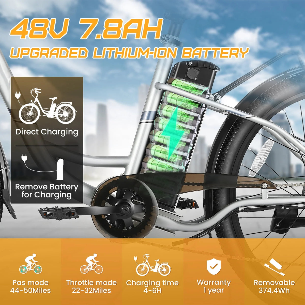 500W Electric Hybrid Bike with 48V 7.8Ah Battery Z259040