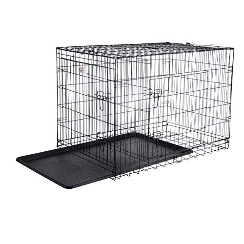 42-Inch Collapsible Dog Crate with Divider Wall Panel (Black) S60911