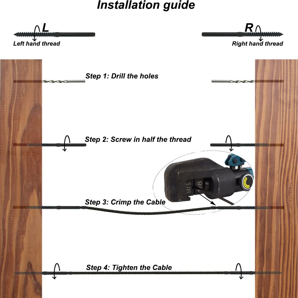Black Cable Railing Hardware Kit, 10 Pairs C841190