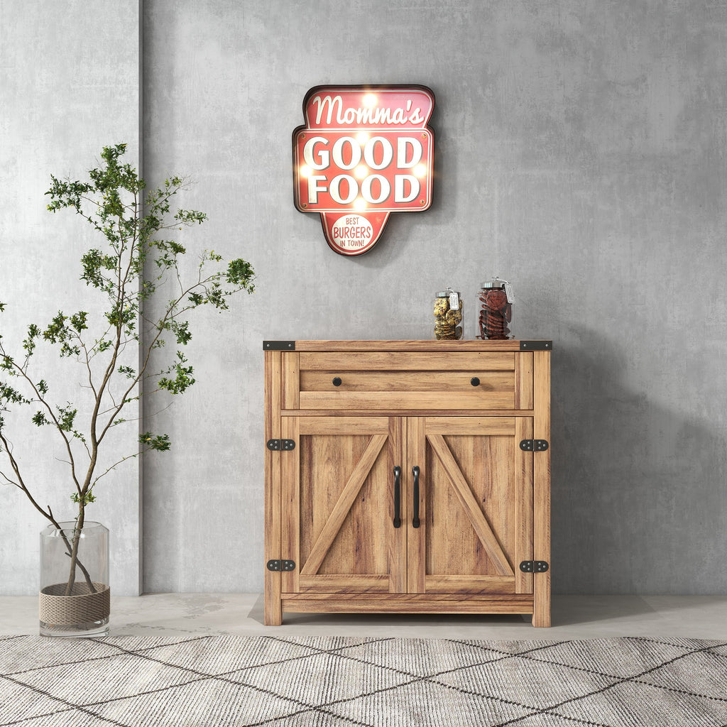 Rustic Accent Cabinet with Drawers and Doors 30 Inch Y586292