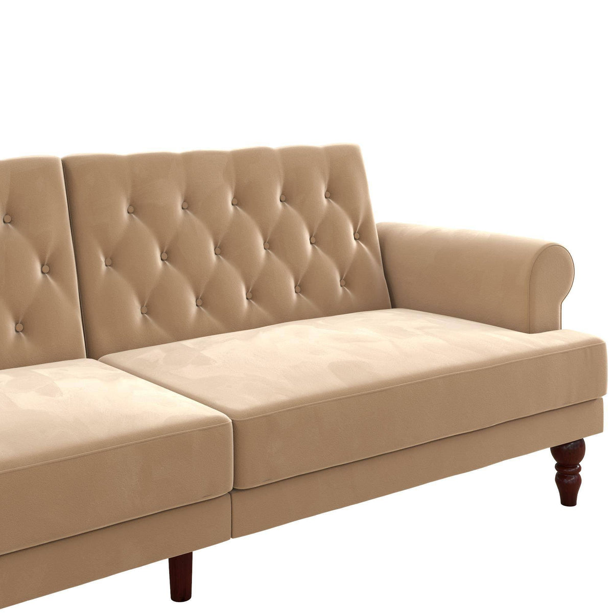 Ivory Velvet Convertible Futon U458236