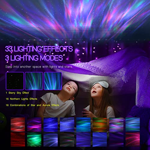Aurora Projector with 33 Light Effects, LED Star Projector, Remote Control, Bluetooth Speaker P98057