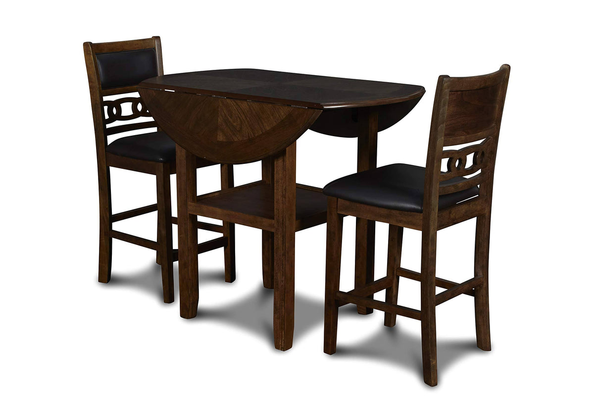 Brown 42x22 Counter Drop Leaf Table with 2 Chairs V36796