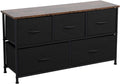 Black/Rustic Brown 5 Drawer Fabric Dresser J7196