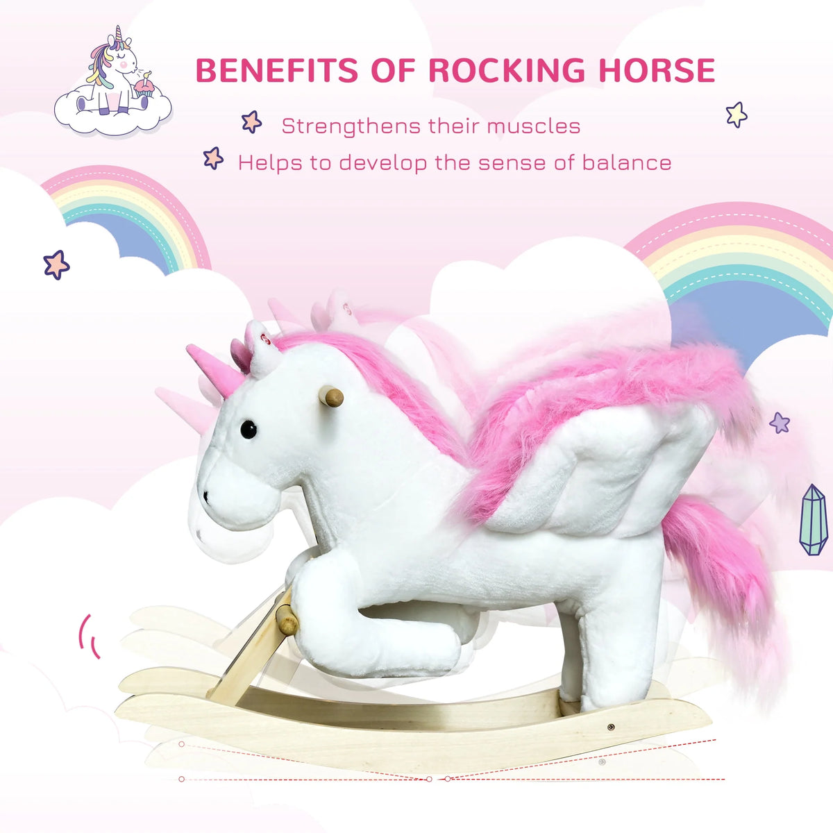 Pink Plush Rocking Unicorn Ride On Toy Y273