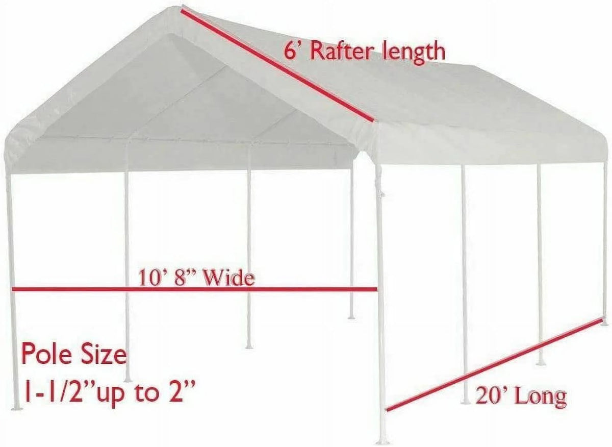 White 10X20 Canopy Tarp Set 5pc Valanced Tarp Kit Carport U8336