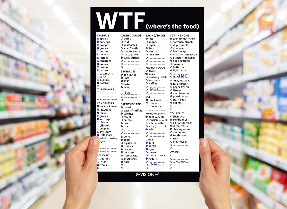 50 Sheets 8.5" x 5.5" Grocery List Pad with Fridge Magnet L78124