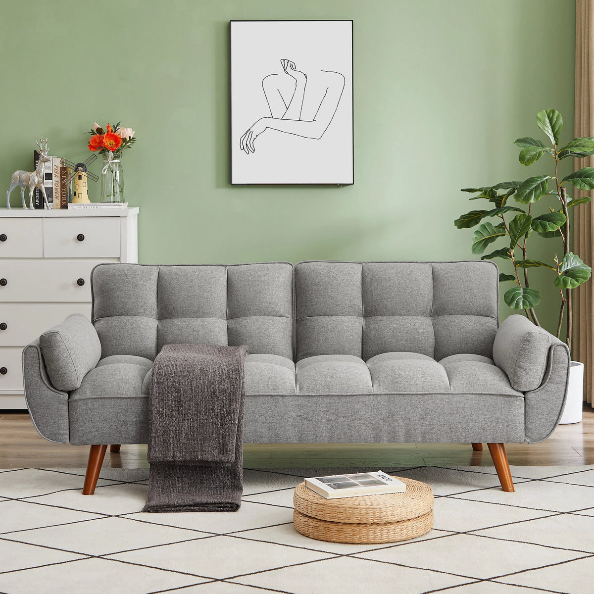 Linen Sofa Adjustable Backrest T574
