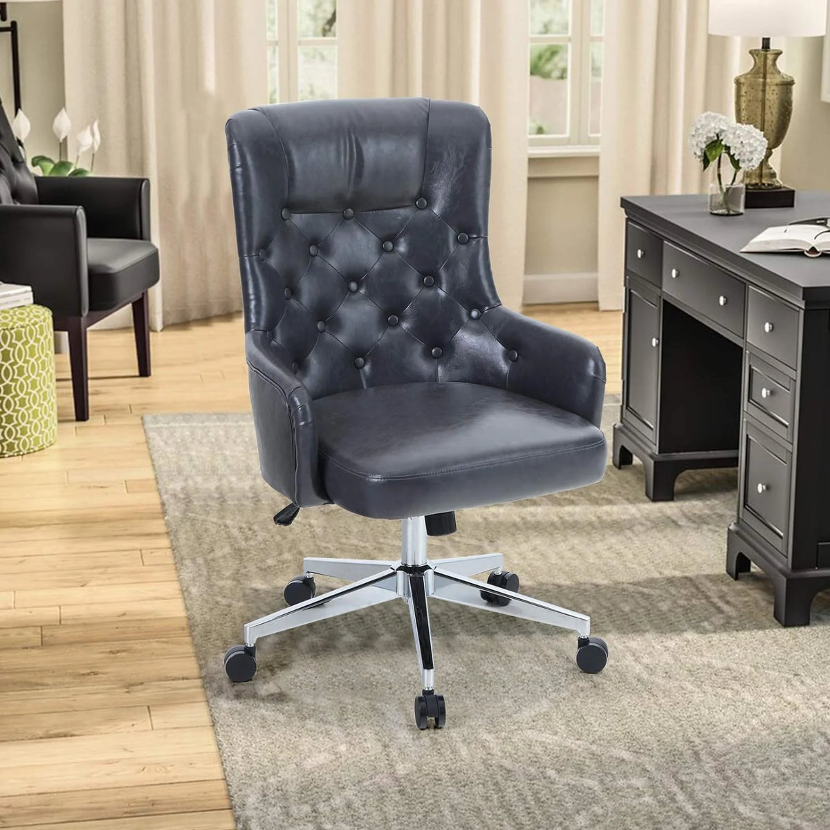 Dark Gray High Back Ergonomic PU Leather Office Chair R255