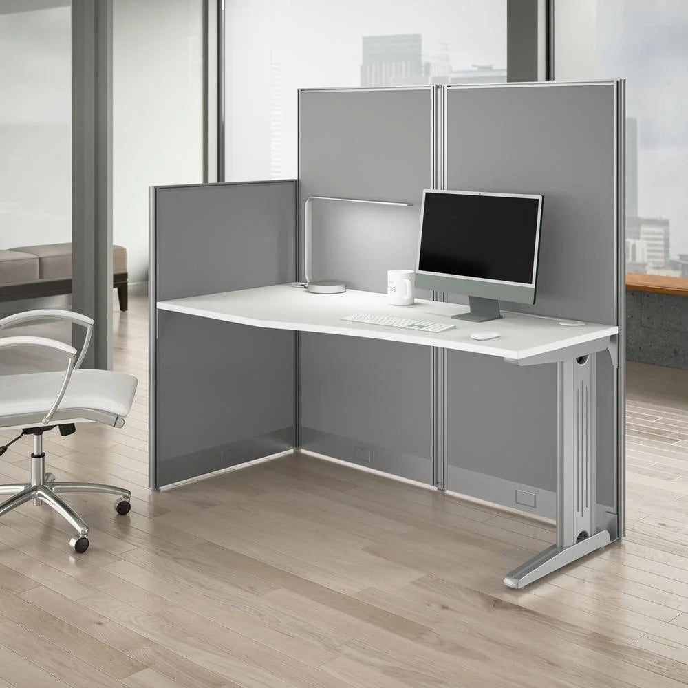 Engineered Wood Straight Cubicle Desk in Pure White A43302