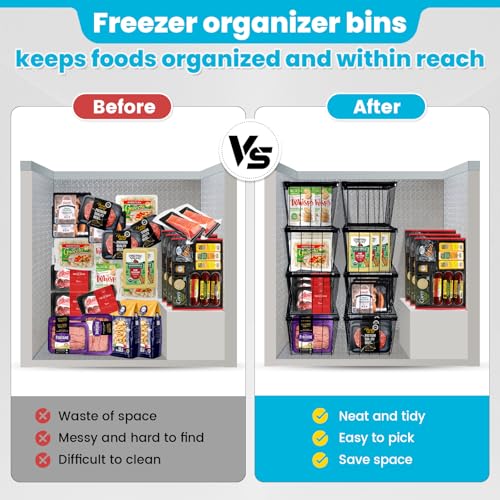 6 Pack Black Freezer Organizer Bins Y778