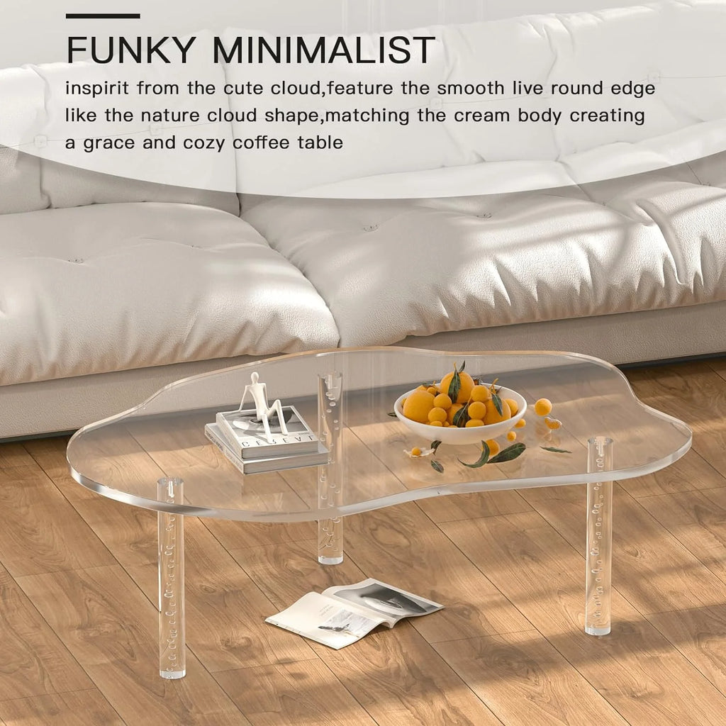 Acrylic Cloud Shape Coffee Table 39"x28"x16" Clear Irregular Coffee Table L60836