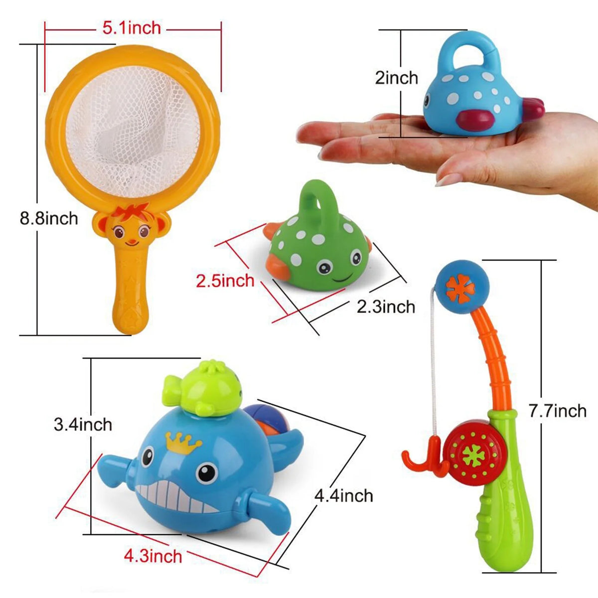 Bath Toys Fishing Games Swimming Whales Water Table Pool Bath Bathtub Tub Toy For Toddlers Baby Kids Infant Girls Boys Bathroom Fish Set Age 18months And Up K1782