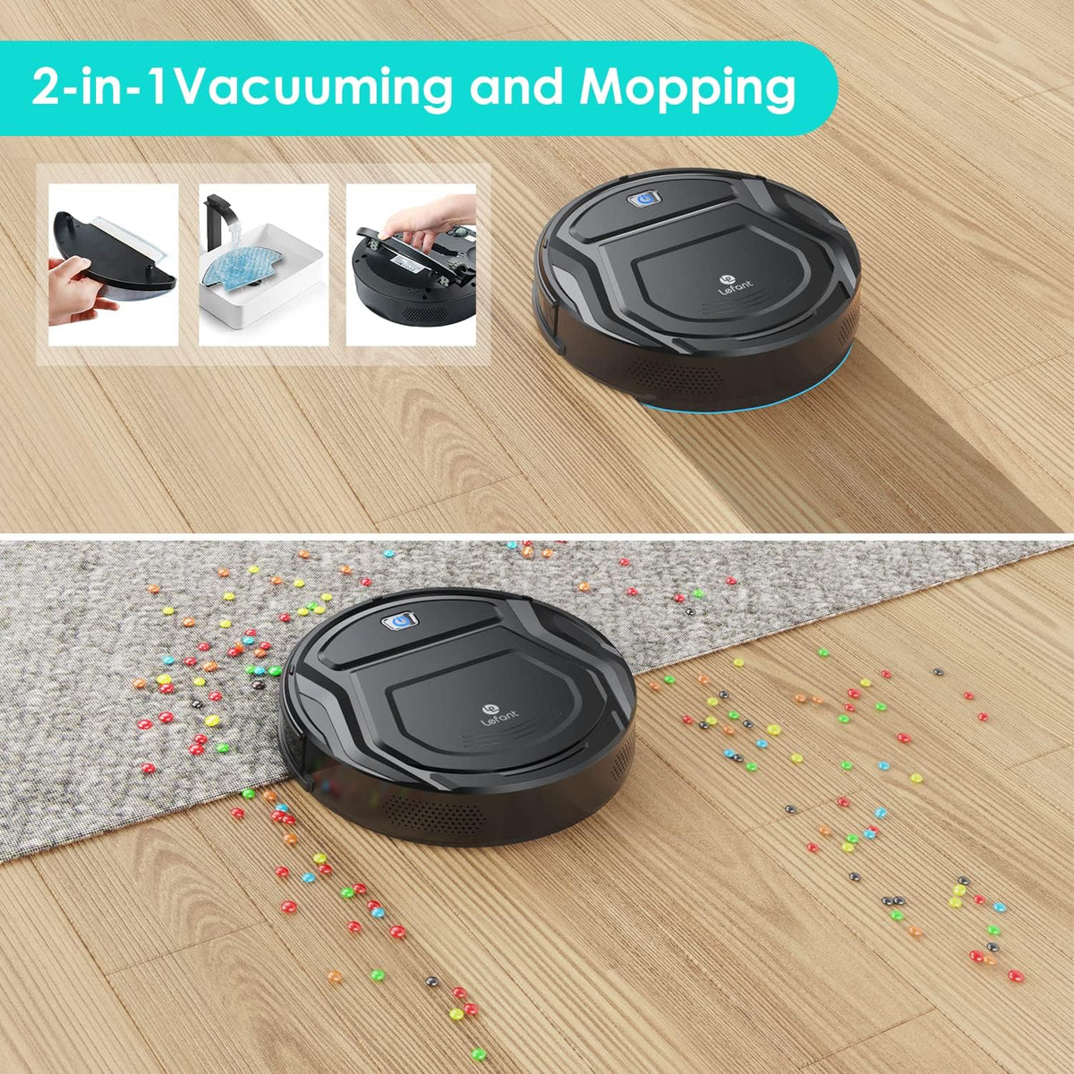 Robot Vacuum and Mop Tangle-free Suction Ultra-Thin Robotic Vacuum Cleaner Z839295