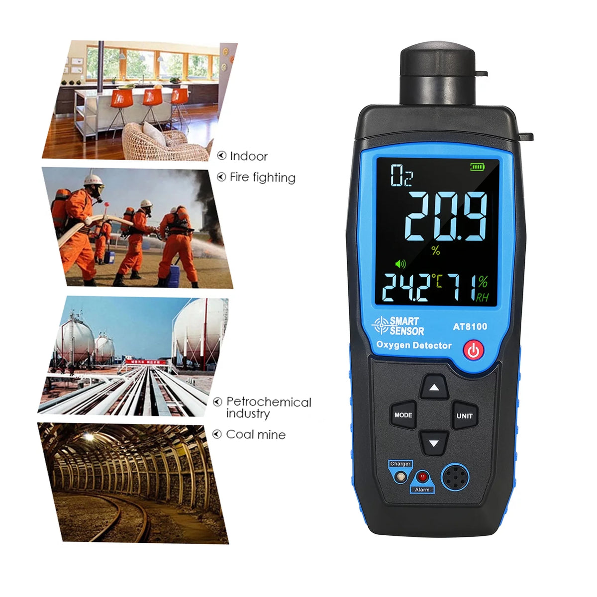 Handheld Digital USB Rechargeable O2 Sensor Tester Monitor LCD Display P8124
