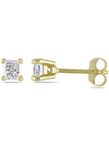 14K Yellow Gold Diamond Solitaire Stud Earrings 1/2 Carat R9875