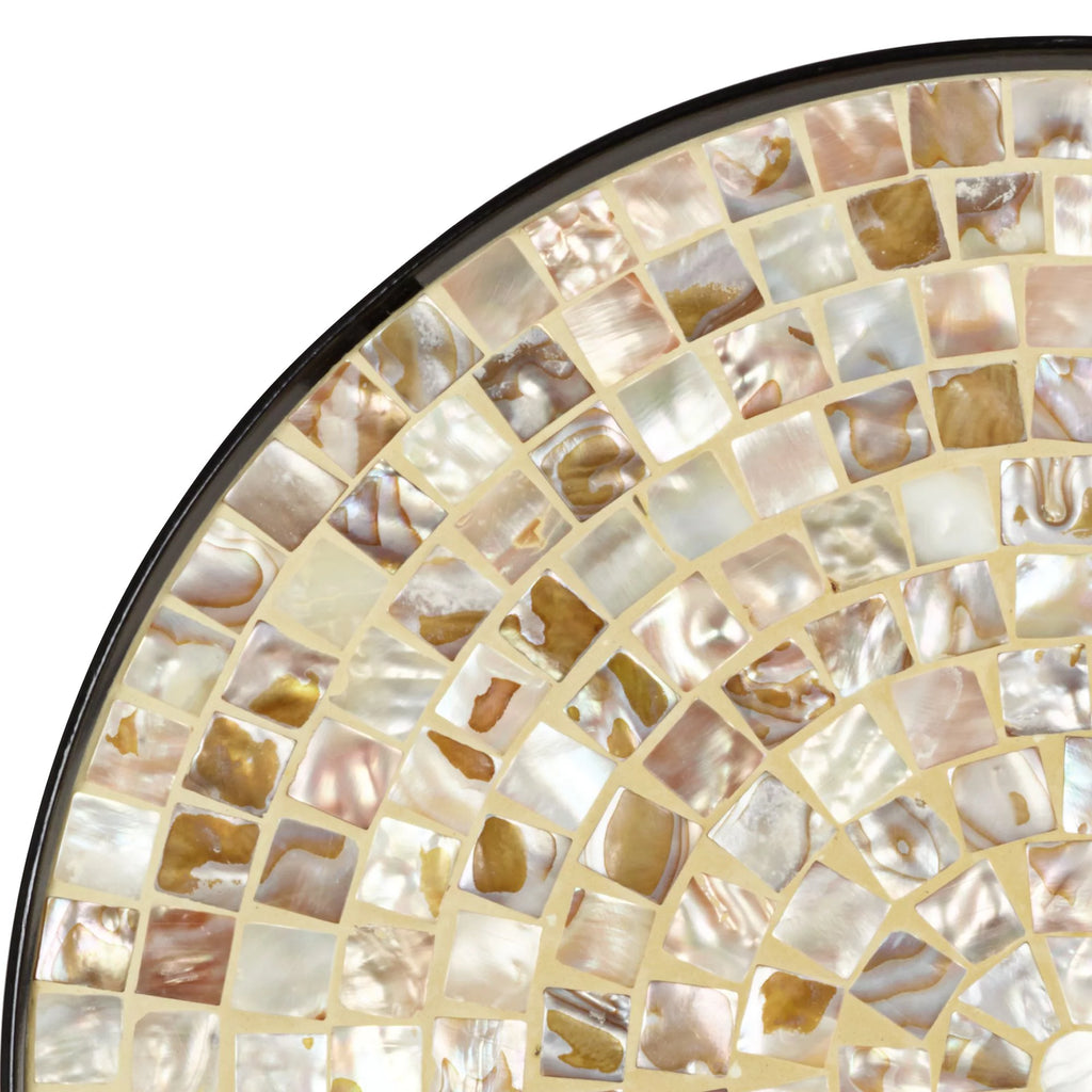 Black Round Outdoor Accent Side Table 14" Wide Mosaic Tabletop Z58215