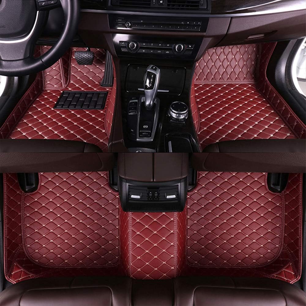 Black with Beige Stitching Full Surrounded Car Floor Mats C4946