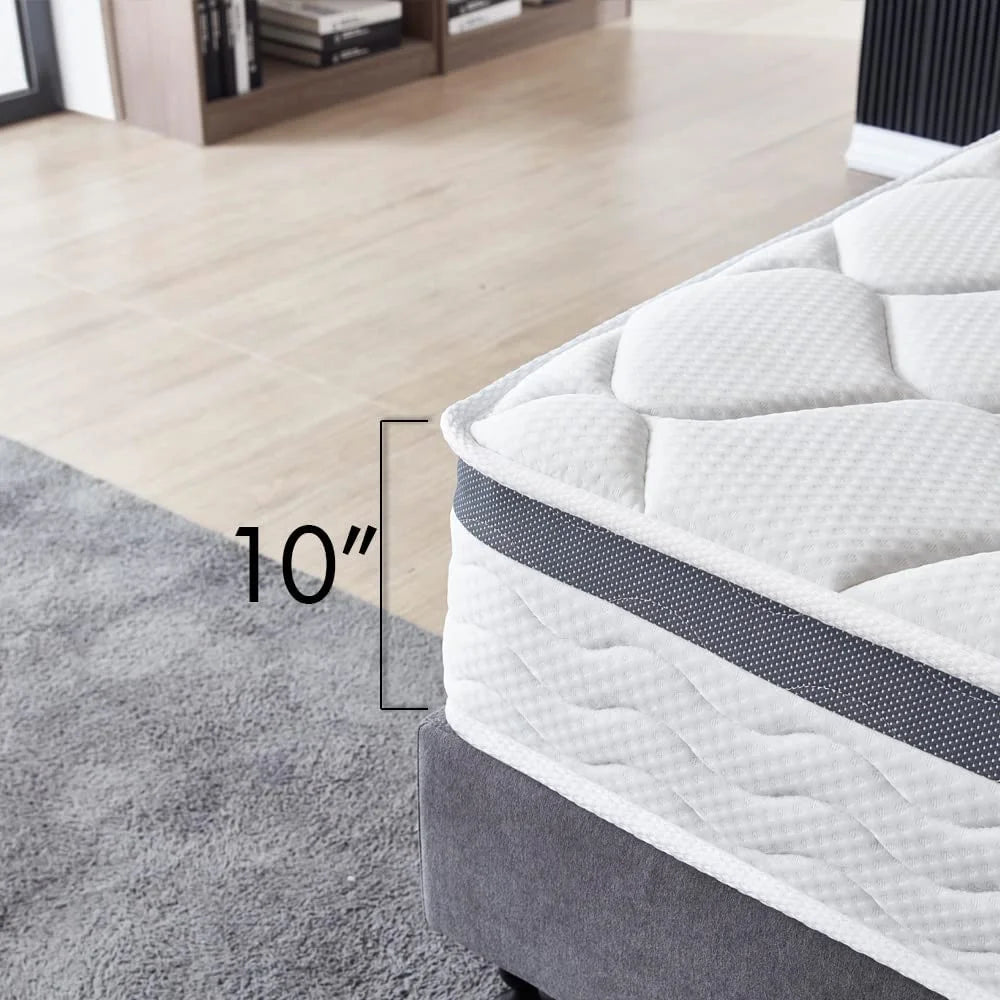 Twin Size 10 Inch Memory Foam Spring Hybrid Mattress J1586