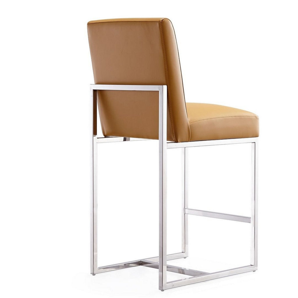 Camel Polished Chrome Stainless Steel Counter Height Bar Stool Set of 2 D672