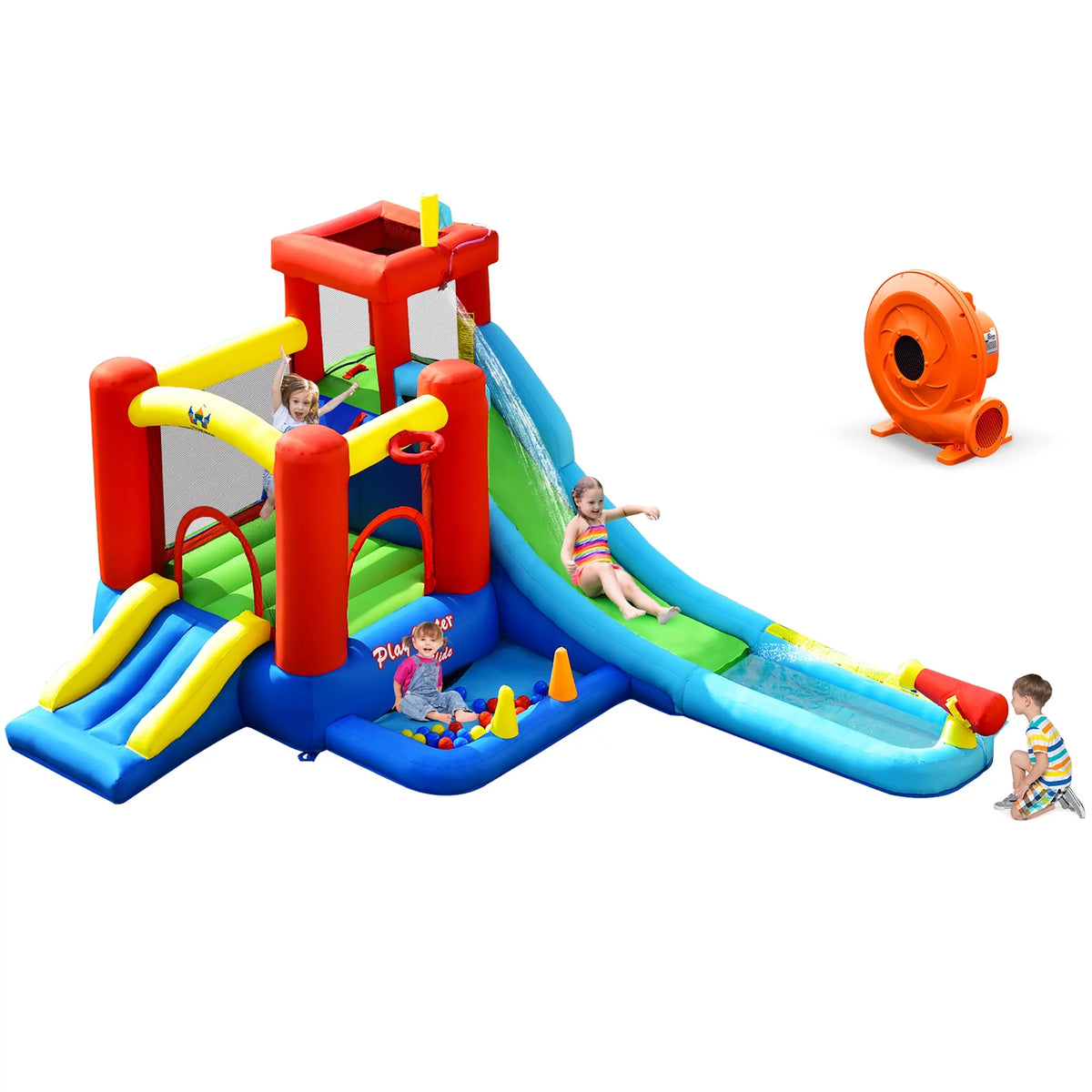 9-in-1 Inflatable Water Slide Bounce Castle Splash Pool V4199