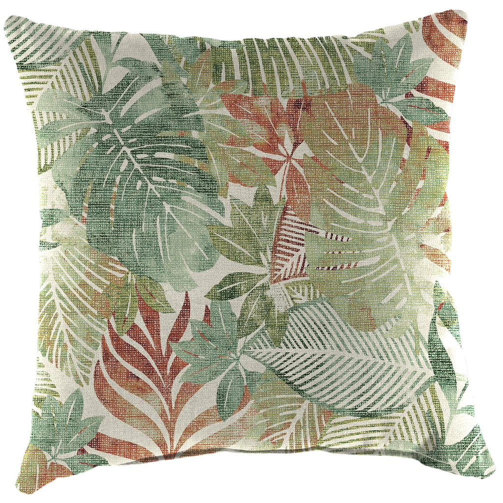 Almond Green Leaves Square Outdoor Throw Pillow 2 Pack S880394
