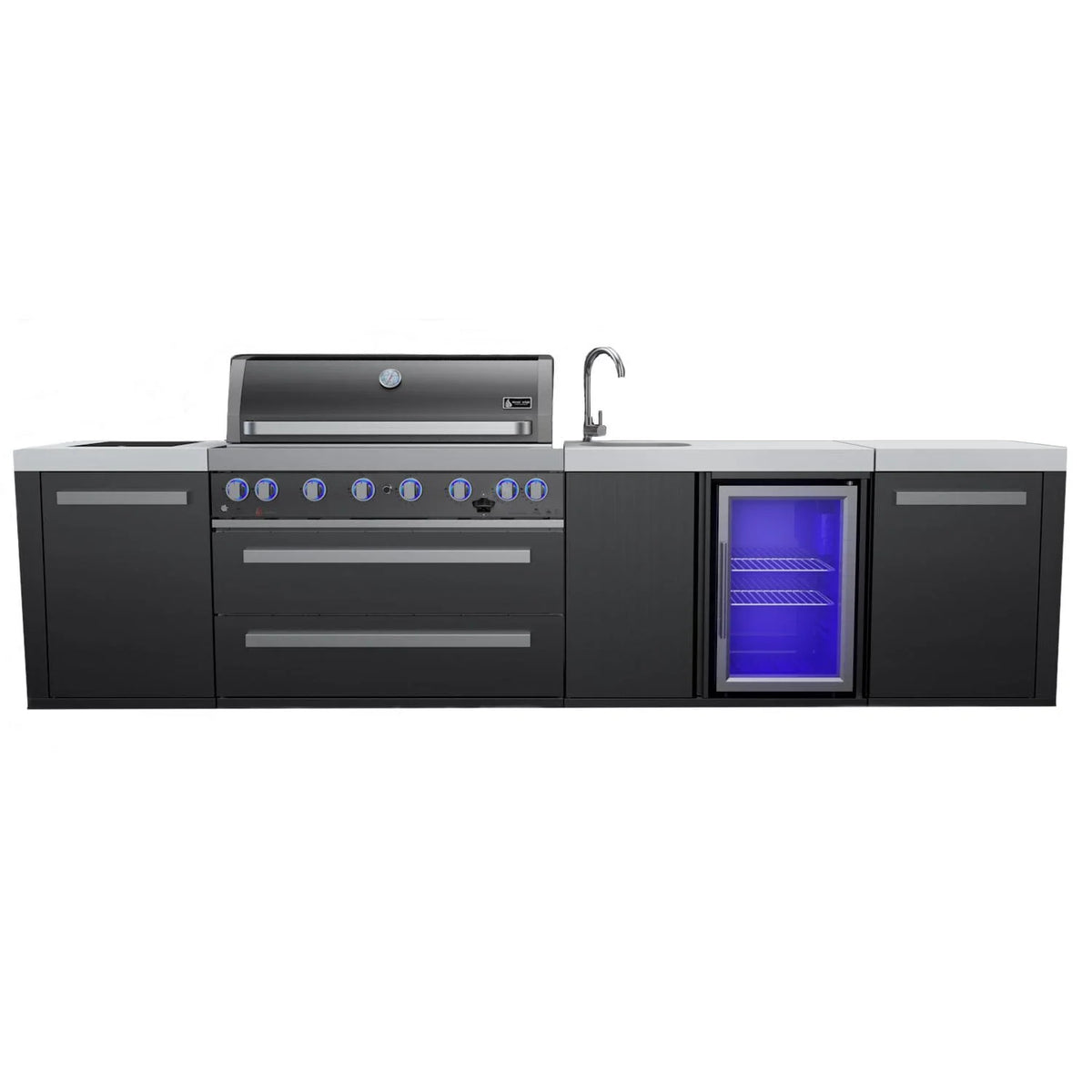 Black Stainless Steel Island Grill with Beverage Center A504
