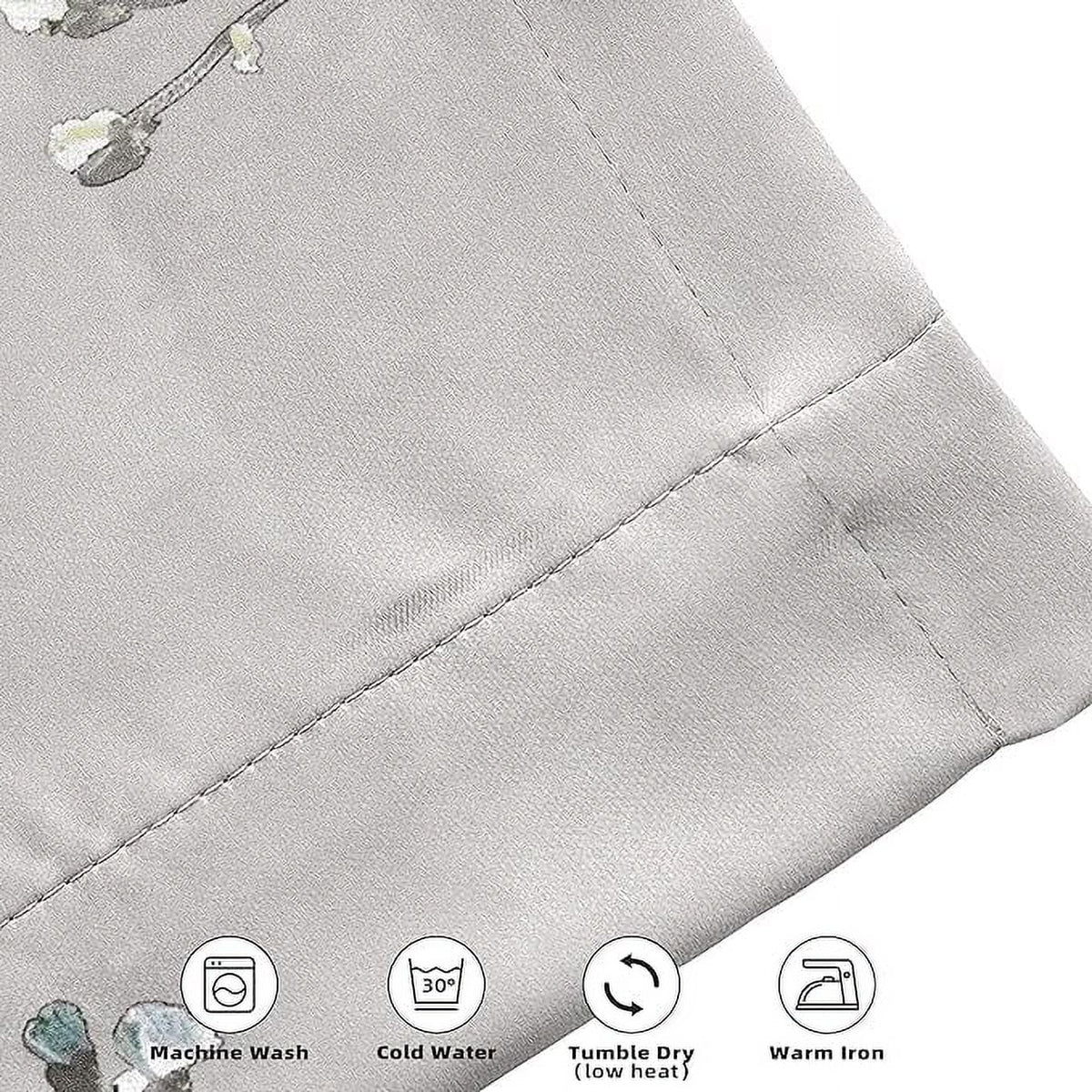 Blue Gray Floral Tie Up Curtain I87999