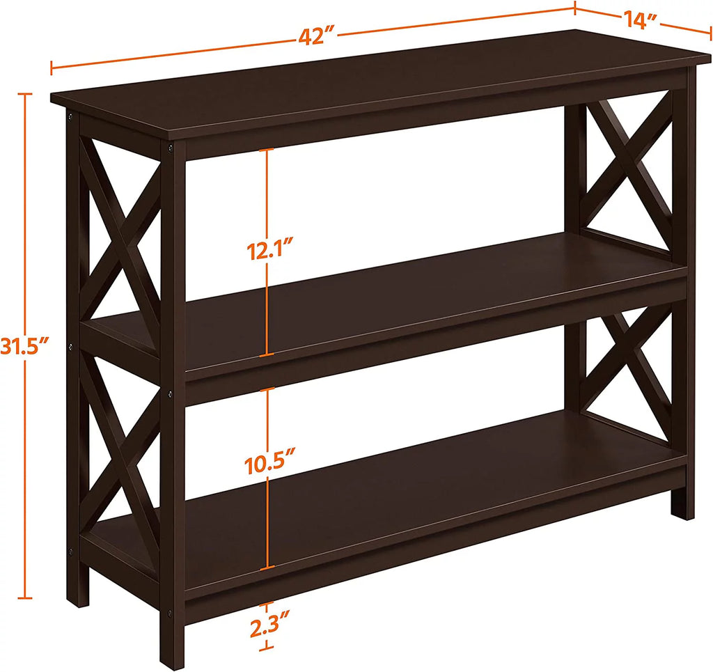 Espresso 3-Tier Console Table with Storage Shelves X57130