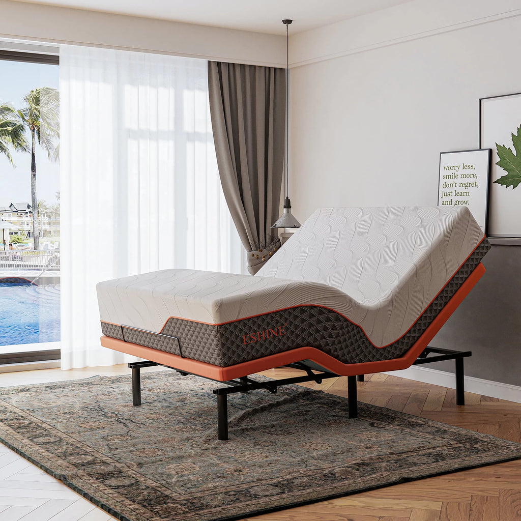 Queen Adjustable Bed Frame with 14 inch Hybrid Memory Foam Mattress B799